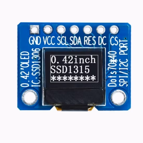 Модуль 0,42-дюймового монохромного OLED-экрана 72X40 с печатной платой с 7-контактным SPI-портом