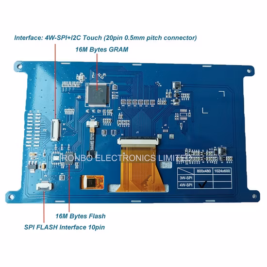 Модуль сенсорного TFT-дисплея 7 дюймов 800X480 с печатной платой SPI-порта